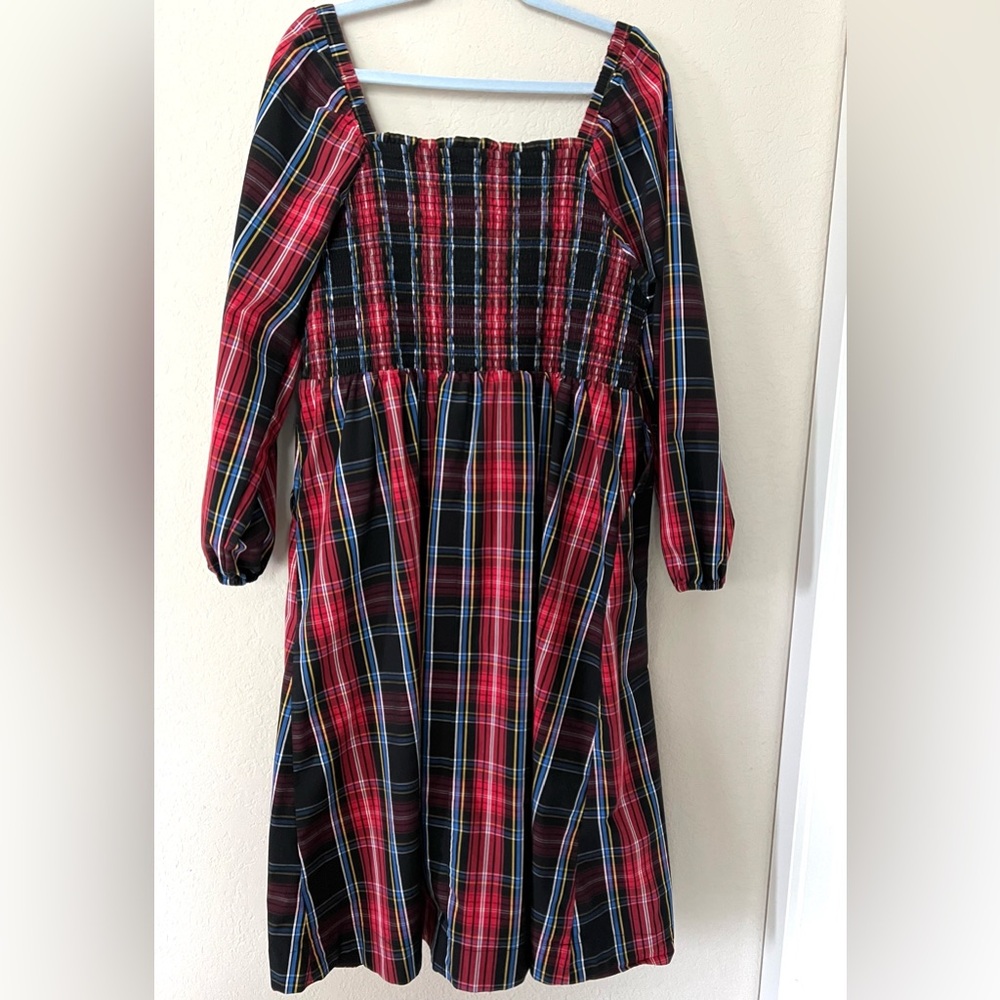 Draper James Smocked Plaid Midi Dress - Size 1X - Picture 4 of 10